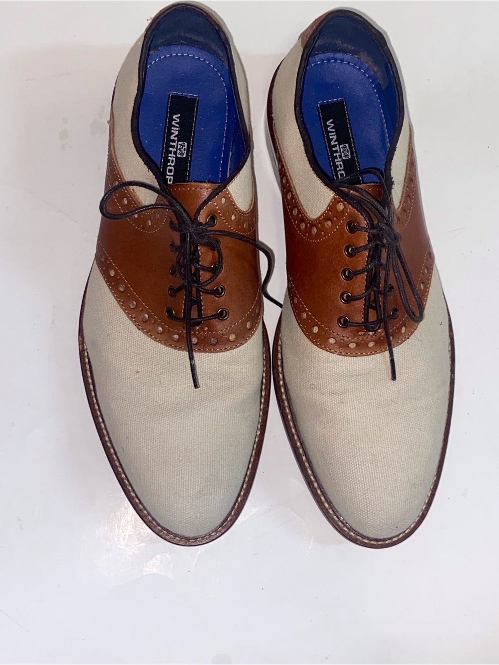 Winthrop Two-Tone Brown and Cream Men's Saddle Oxfords